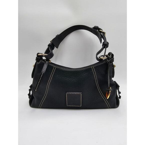 Dooney & Bourke Handbags - Y2K Dooney & Bourke Black Pebbled Leather Mini East West Slouch Hobo Duck Charm